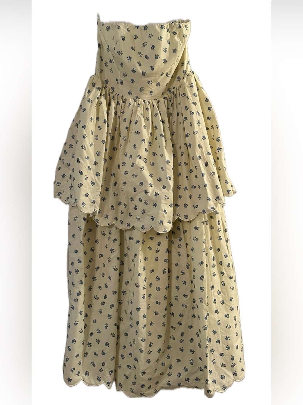 Strapless Yellow Floral Maxi Dress